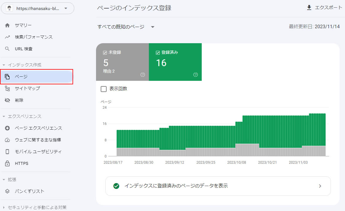 ページのインディックス登録